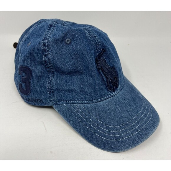 Polo Ralph Lauren Big Pony Denim Men's Blue #3 Baseball Ball Cap Hat - Picture 2 of 12